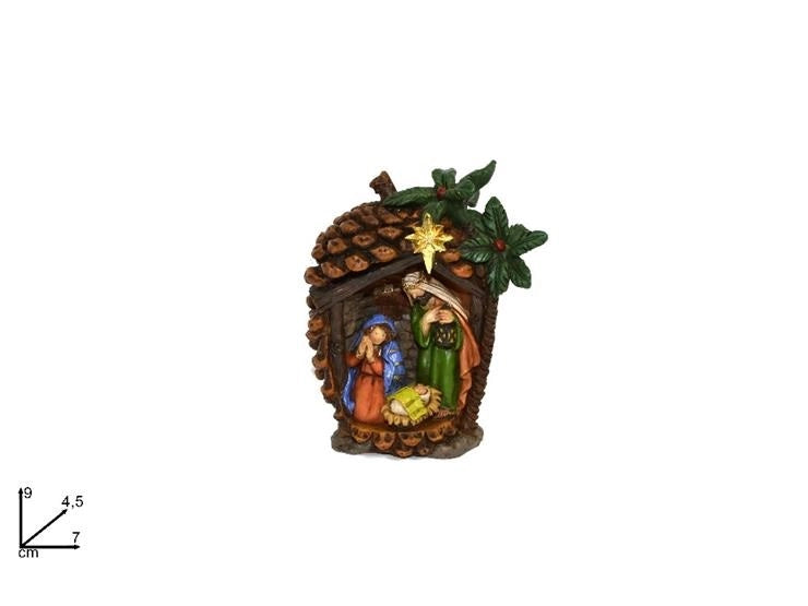 Presepe Natività Decorativa Natale con Pigna 9 cm