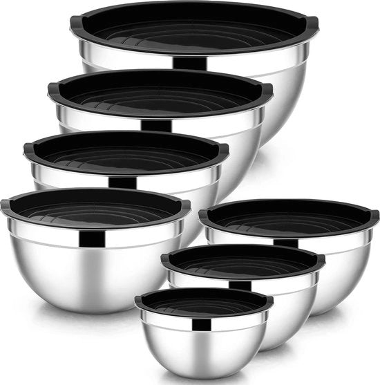 Set di pentola in acciaio inossidabile 7 pezzi - pentola a coperchio con chiusura ermetica - resistente alla lavastoviglie - nero - cottura e bollitura
