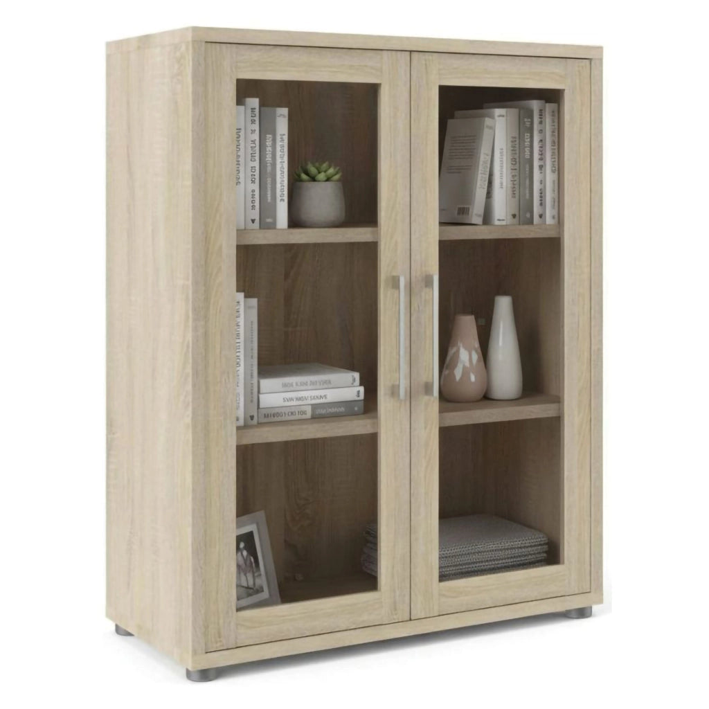 Credenza Ampezzo, Buffet da soggiorno, Madia da salotto, Dispensa da cucina, 89x40 h113 cm, Quercia