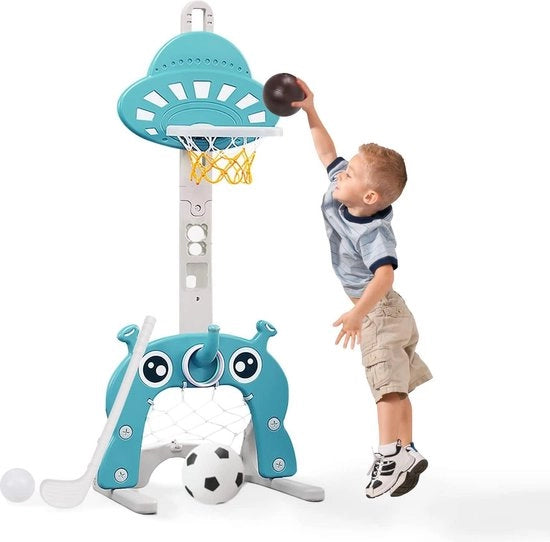 Cesta da Basket per Bambini Multifunzione - Posto di Tiro per Calcio - Gioco di Golf - Gioco di Rinvio - Adatto per Bambini e Pre-Scolari