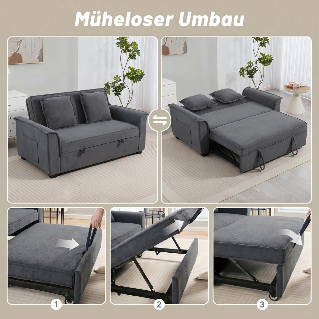 Divano letto 2 posti con schienale regolabile e cuscini ¨C Minimal ¨C Grigio scuro