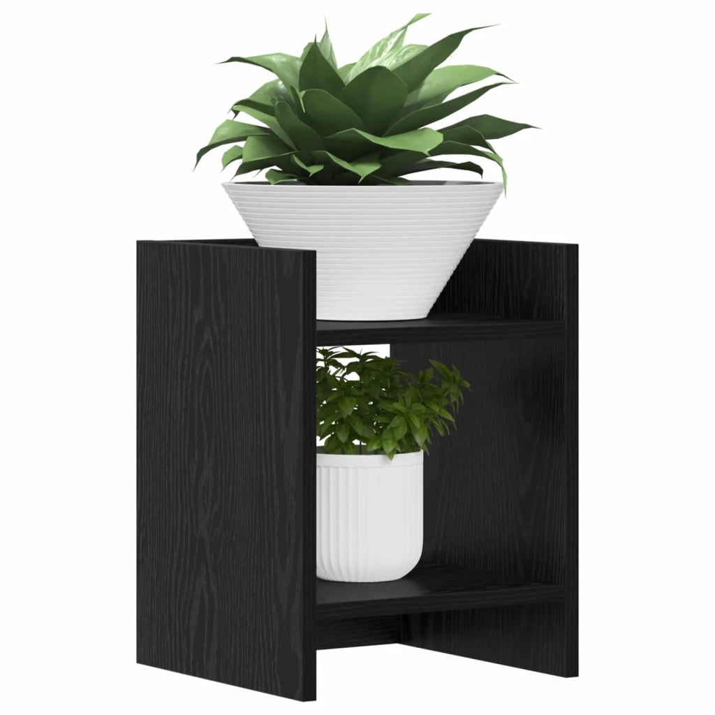 Supporto per piante | Sostegno per piante con lo scaffale Rovere Nero 30 x 30 x 40 cm