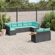 Set Divani da Giardino 9 pz con Cuscini Nero in Polyrattan 3227128