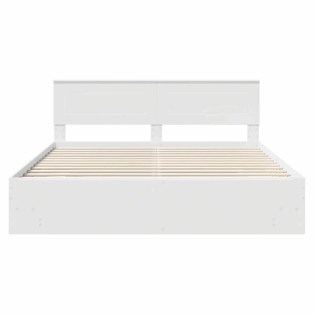 Struttura del letto-Giroletto-Rete del Letto Bianco 200 x 200 cm Legno multistrato 384219