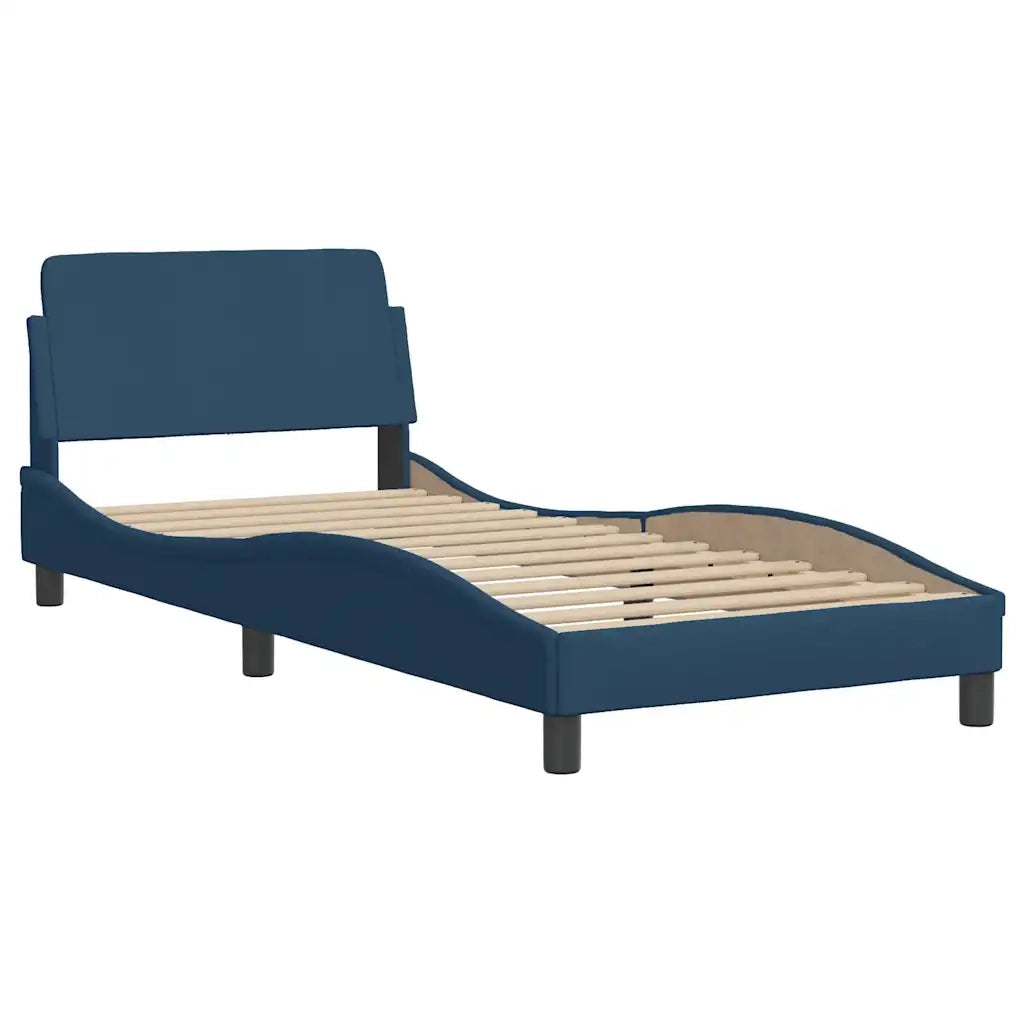 Letto singolo | Letto per adulti | Giroletto senza Materasso Hanko Blu 90x200 cm in Tessuto