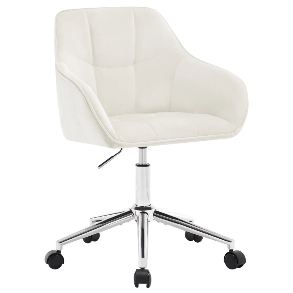 Sedia da ufficio ergonomica girevole in velluto, altezza regolabile, colore crema bianco