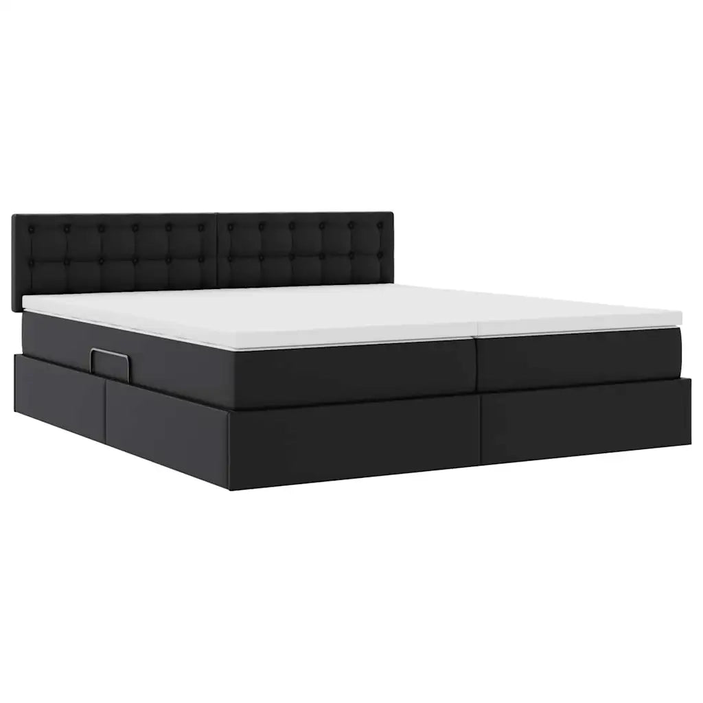 Letto con Contenitore Nero 180 x 200 cm Pelle Sintetica
