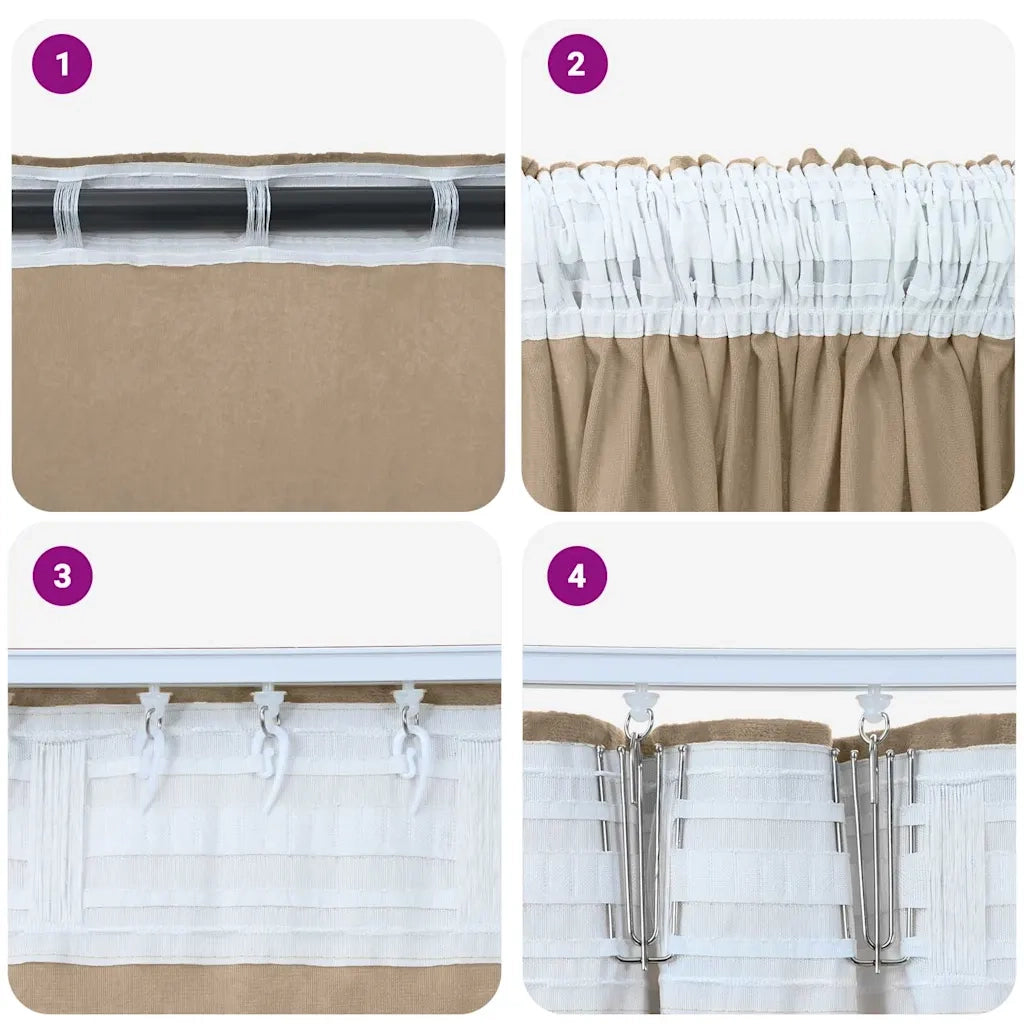 Tende in Velluto con tende 2 pcs Champagne 225 x 140 cm Velluto 4107710