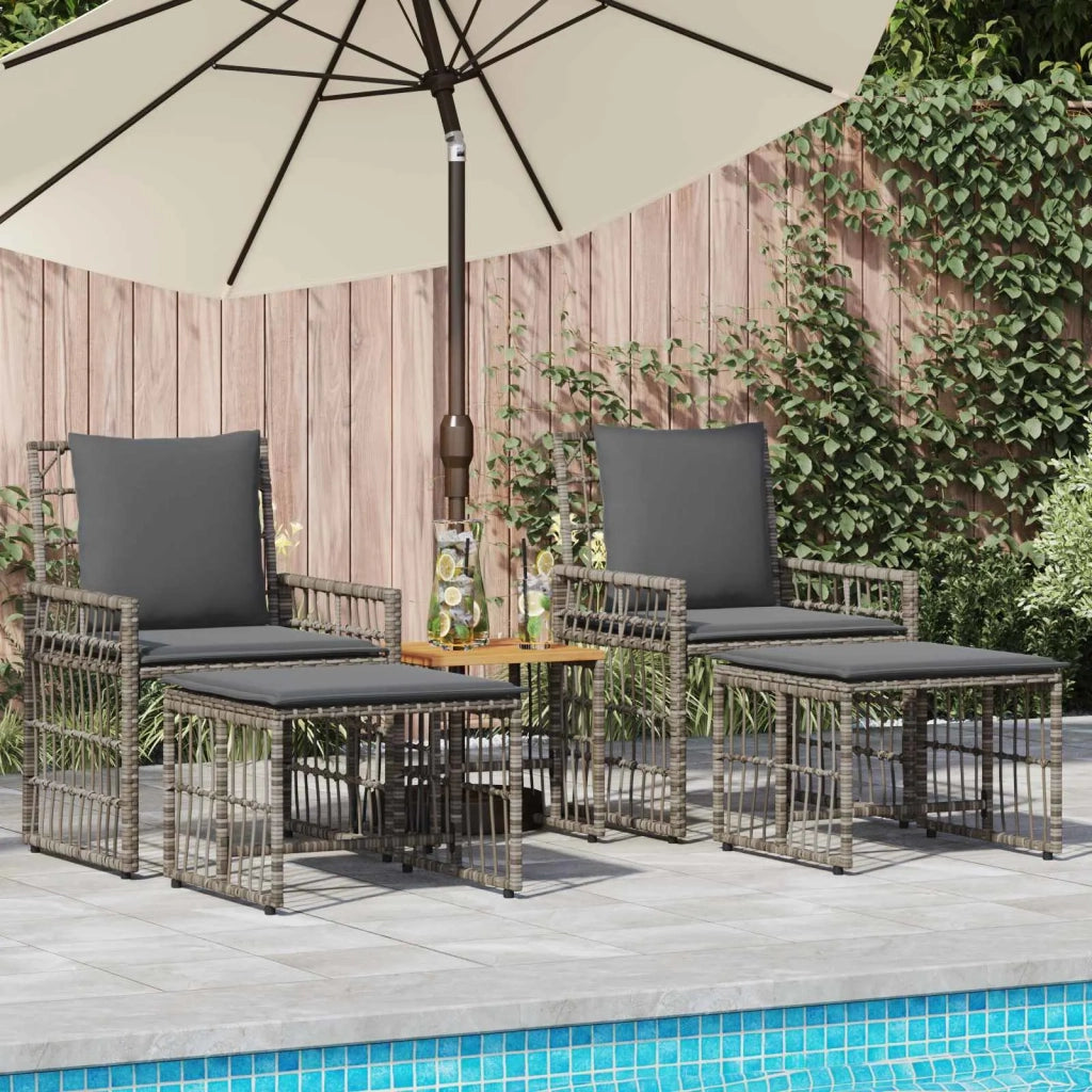 Set di Mobili da Esterno 5 pcs Nero e Grigio scuro 42025138
