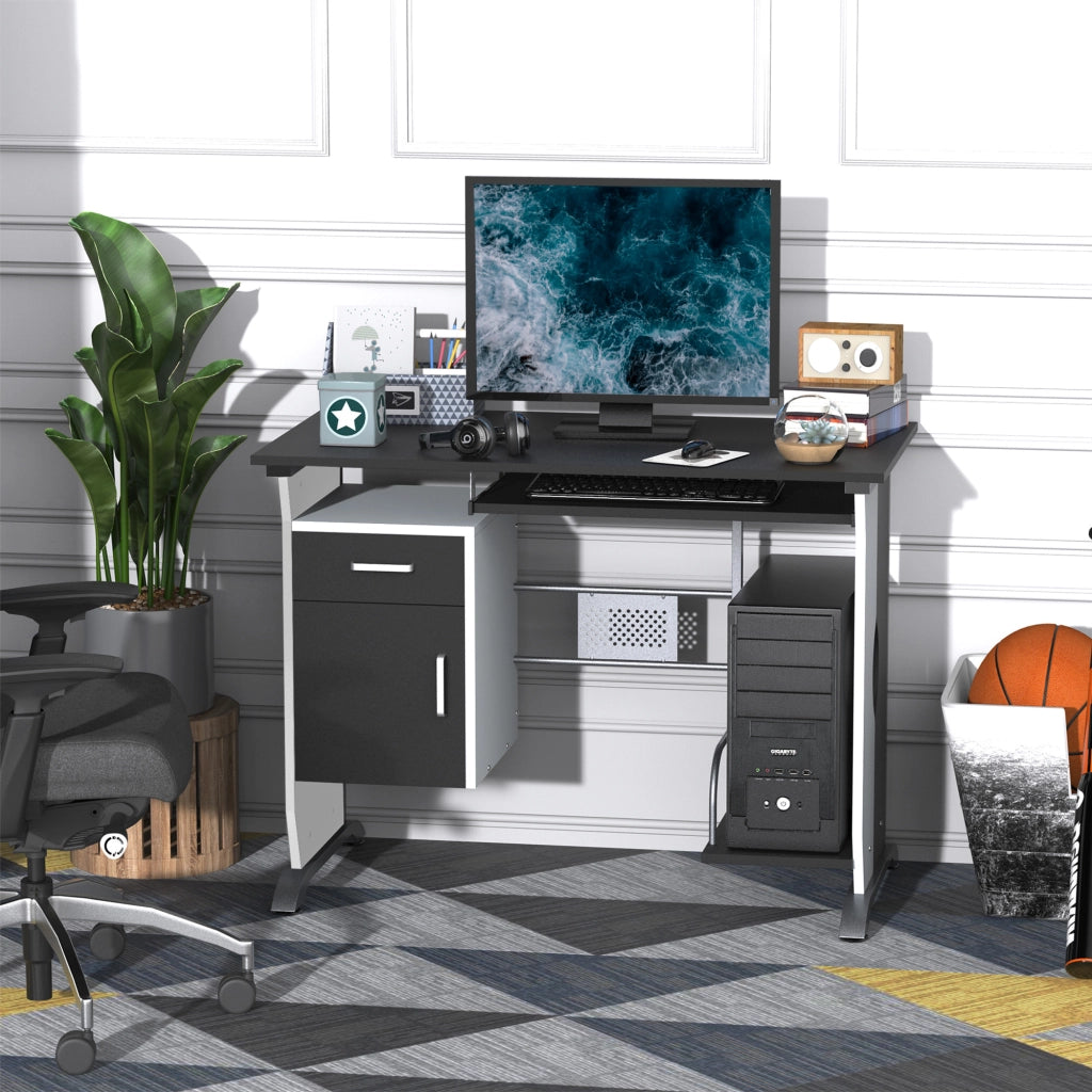Scrivania per computer ¨C Xylo ¨C MDF bianco e nero 100x52x75 cm