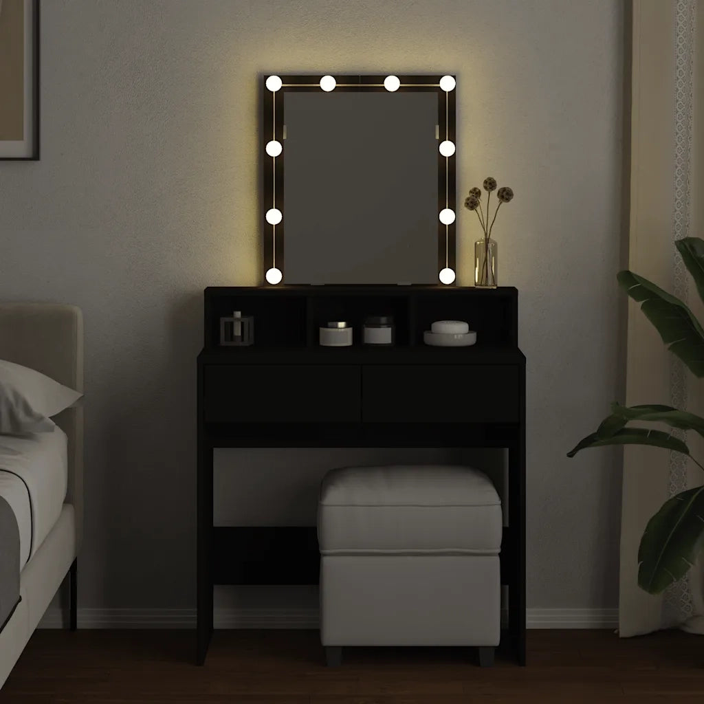Toeletta | Tavolo da Trucco con LED Nera 80x41x144,5 cm