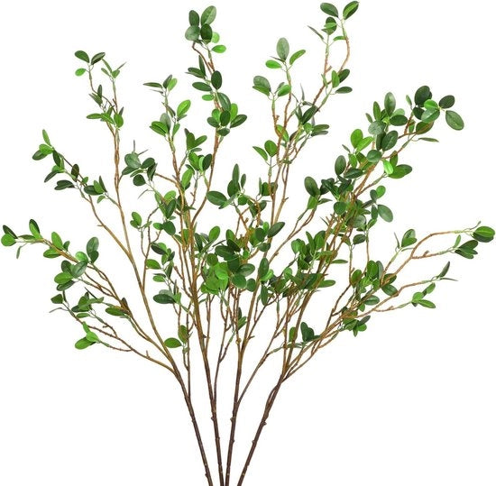110cm Steli Flessibili Artificiale con Foglie di Fico Realistici - Finte Spighe di Eucalipto per Vaso, Decorazione Interna, Matrimonio, Ufficio, Casa