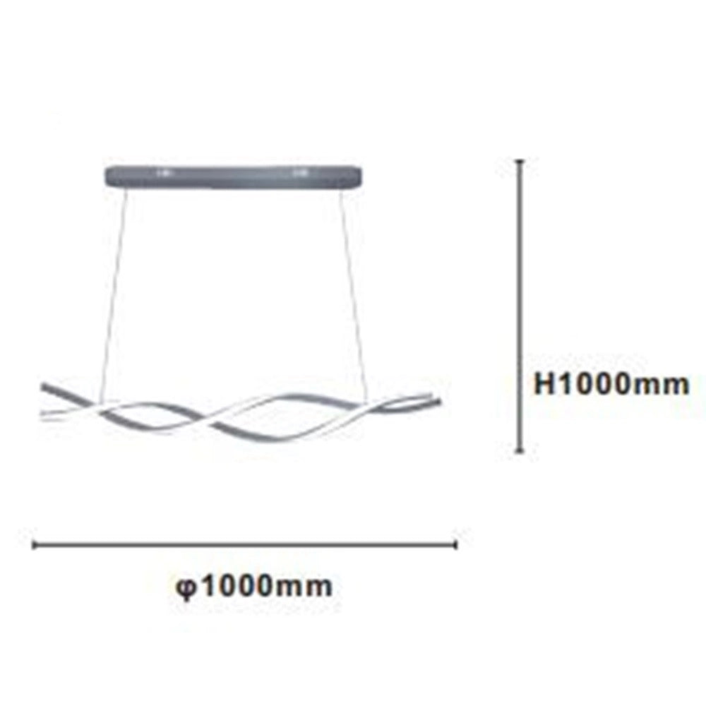 Trade Shop - Lampadario Sospensione Luce 3000k-6500k Led 48w Argento Spirale Vortice Orizzontale 01127 -