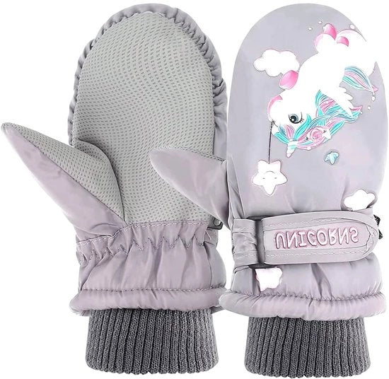 Manopole per bambini acqua-resistenti - Guanti per bambini da sci - Guanti per bambini da neve - Manopole per sci per bambini - Attività all'aperto - Cinture elastiche per polsi