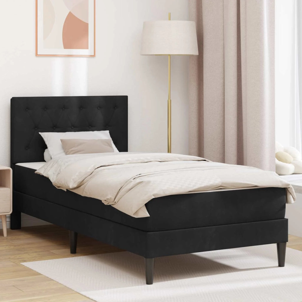 Letto singolo | Letto per adulti | Struttura letto con materasso Nero 80 x 200 cm Velluto