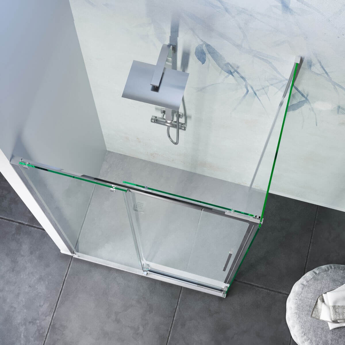 Box Doccia Angolare Ad Anta Scorrevole In Cristallo Trasparente 8mm Con Trattamento Anticalcare - F8 - 90x140
