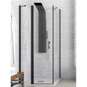 Box Doccia Profili Neri Trasparente H200 Apertura Interna Esterna - 99x70 - Ingresso lato corto