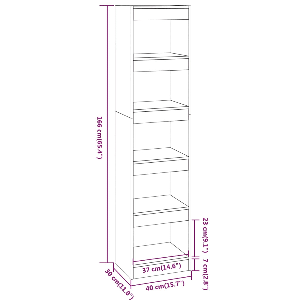 Libreria Divisorio-Scaffale per Libri-Mobile di Stoccaggio Grigio Sonoma 40x30x166 cm