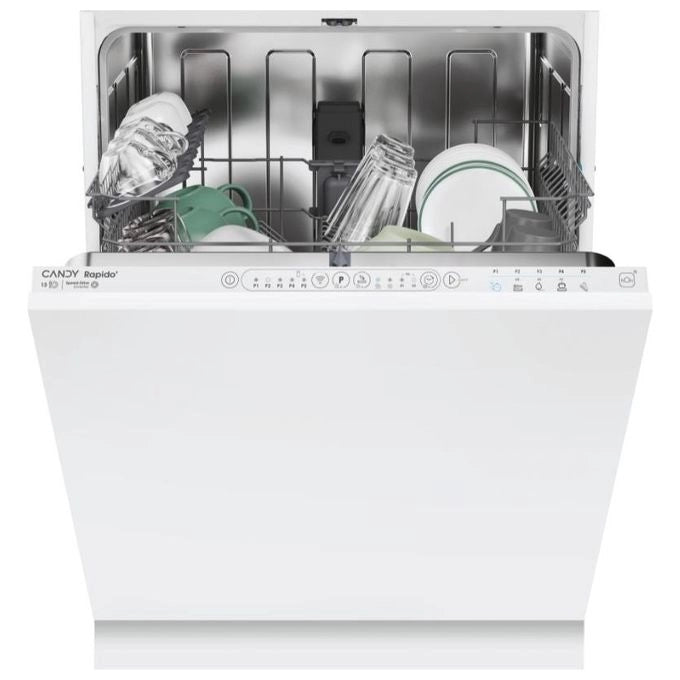 Candy CI 3E53L0W Rapido' Serie Rapido' - Lavastoviglie a scomparsa totale 13 coperti, classe energetica E, motore Speed‑Drive Inverter, Maxi TUB e connettivita' Wi‑Fi-BLE (82,0×59,8×55,0 cm), colore Bianco