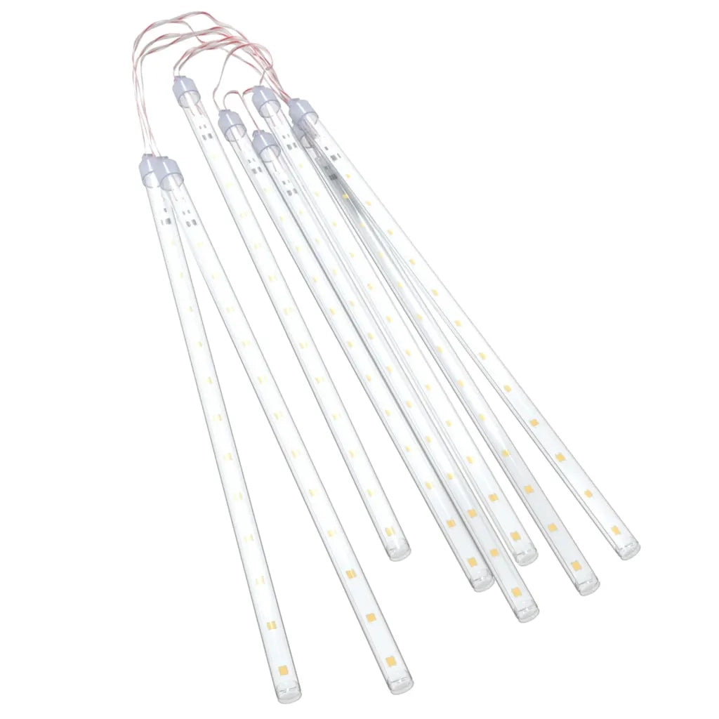Luci Meteoriche 8 pz 30cm Bianco Caldo 192 LED Interni Esterni 328544