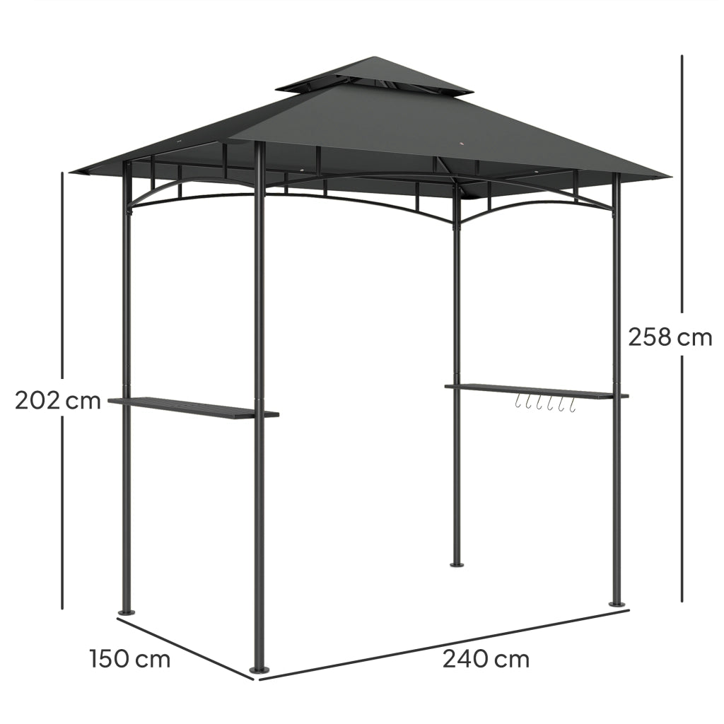 Pergola da Giardino con LED ¨C zephmum ¨C Grigio 240x150x258 cm