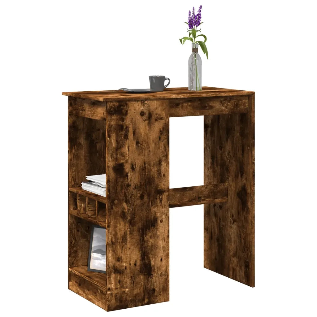 Tavolo Bar con Rastrelliera Rovere 90x47,5x103,5 cm Multistrato