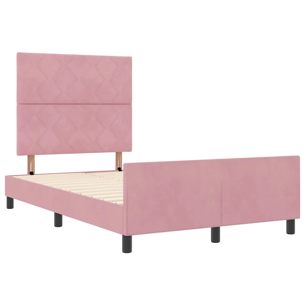 Letto a molle con testiera Rosa 120 x 190 cm Velluto