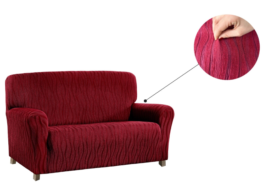 Copridivano Sofà Poltrona Elasticizzato Protezione Macchie Modello Wonderful - 2 Posti - Bordeaux