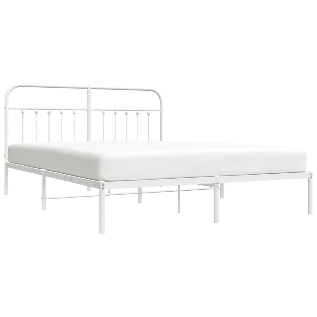 Letto matrimoniale | Letto per adulti | Giroletto con Testiera Metallo Bianco 183x213 cm