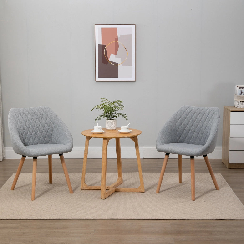 Set 2 Sedie da Pranzo Design Scandinavo ¨C Xylo ¨C Gambe Legno Faggio, Seduta Schienale Braccioli Lino Grigio