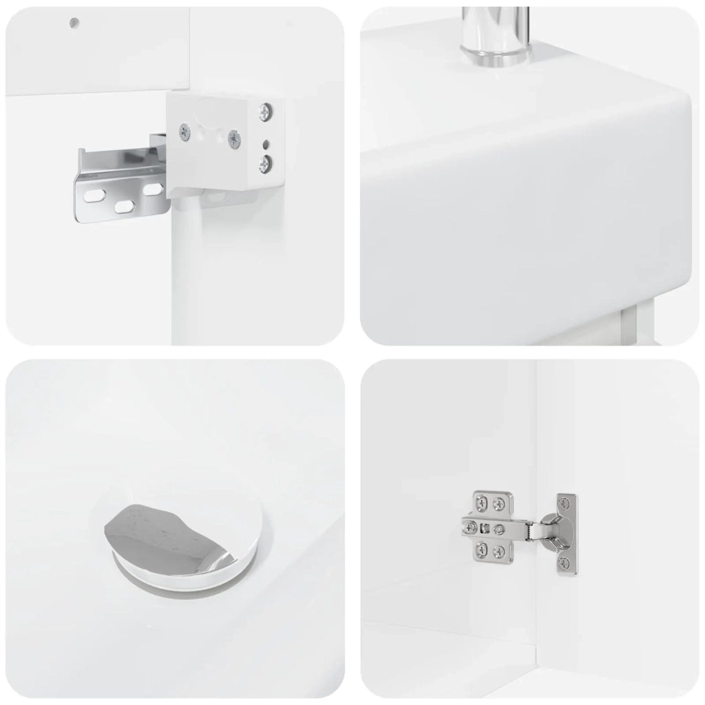Mobile Bagno | Armadio da bagno con rubinetto Bianco Lucido 45,5 x 25,5 x 84 cm