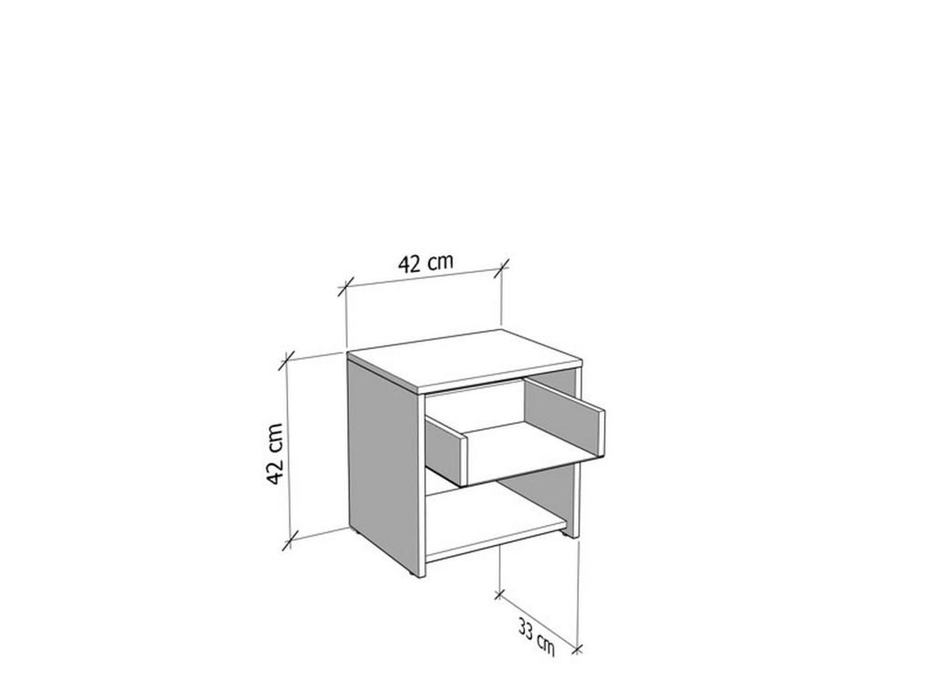 Secli, Comodino un Cassetto, 42x33x42h cm Marrone Rovere Nodi