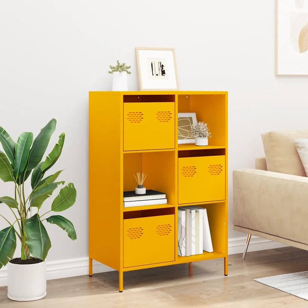 Credenza-Buffet-Armadio da cucina Giallo Senape 68x39x103,5 cm in Acciaio 265487