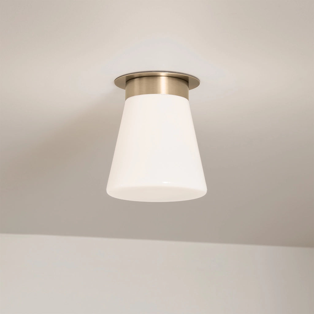 Plafoniera Albers Kichler oro vetro opale conica E27