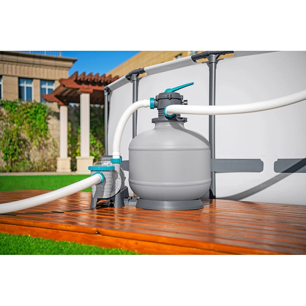 Trade Shop - Pompa Di Filtraggio A Sabbia Con Timer Manometro 11.355l/h Per Piscine Fuori Terra 58486 -