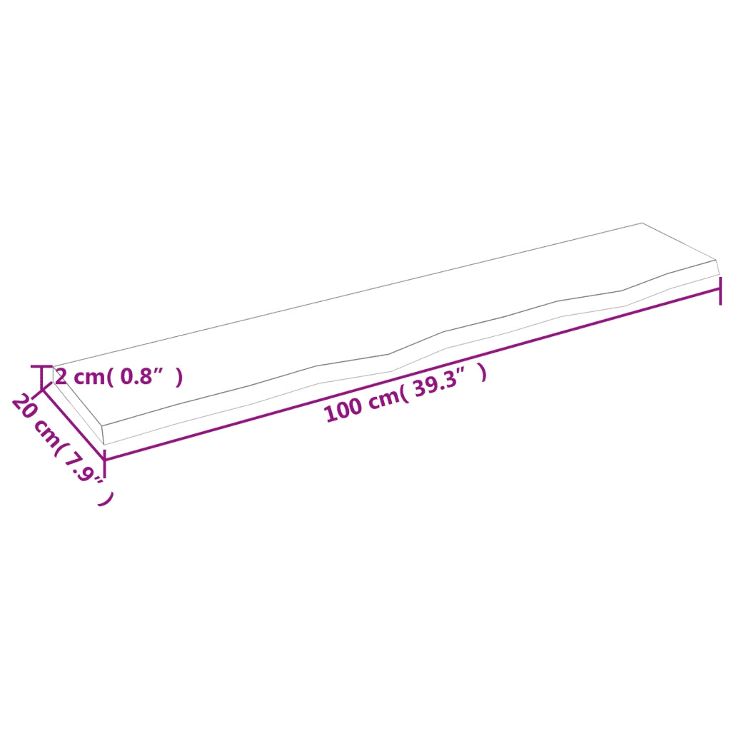 Mensole Parete | Scaffale a Parete | Ripiano a Parete 100x20x2 cm Legno Massello Rovere Non Trattato