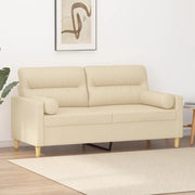 Divano a 2 Posti con Cuscini Crema 140 cm in Tessuto 3200823