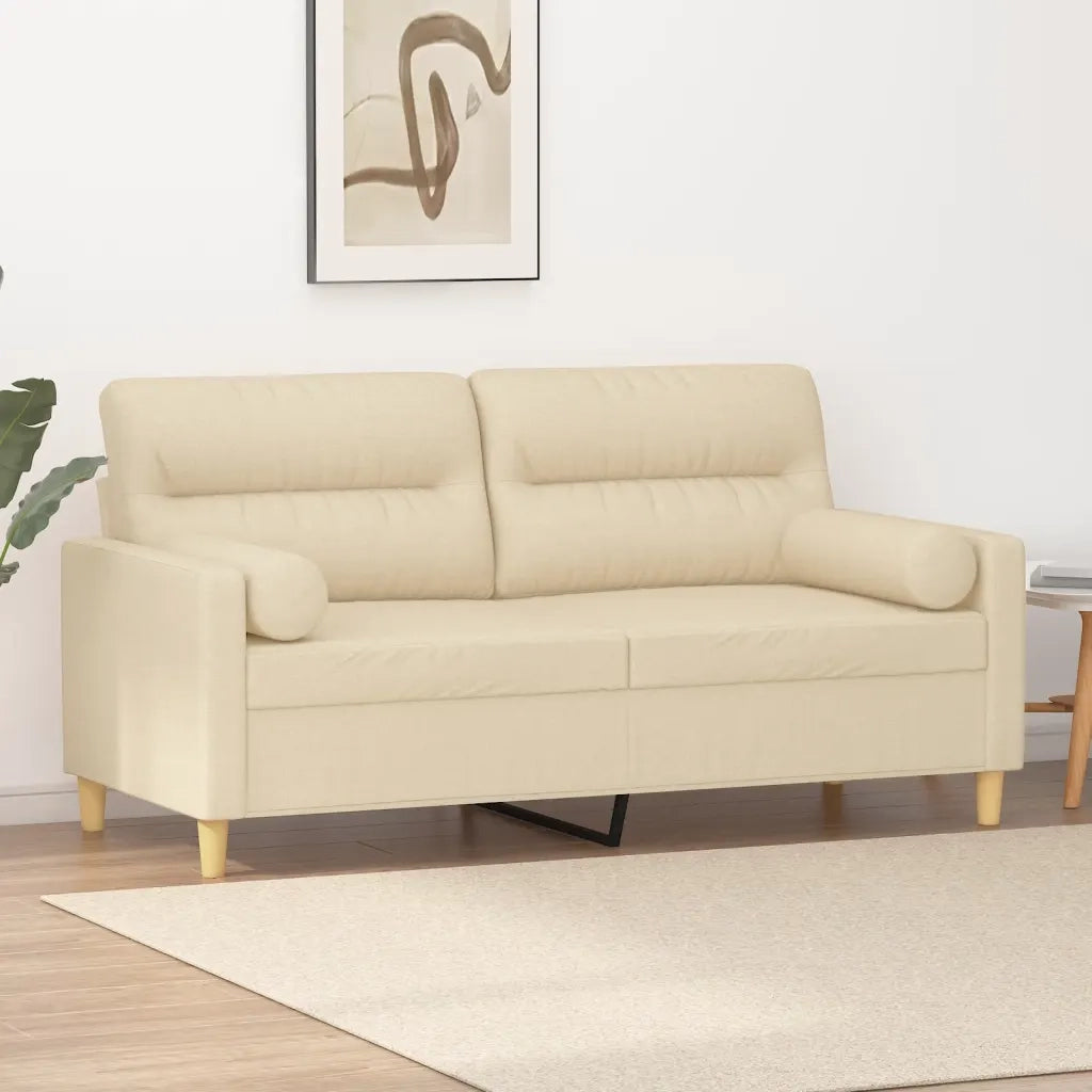 Divano a 2 Posti con Cuscini Crema 140 cm in Tessuto 3200823