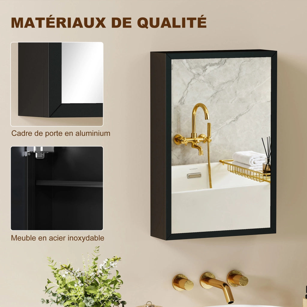 Armadio da bagno con specchio ¨C Minimal ¨C nero 40x12x60 cm