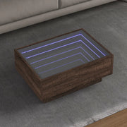 Tavolino Salotto con LED-Tavolino da soggiorno-Tavolo Rovere Marrone 70x50x30 cm Multistrato