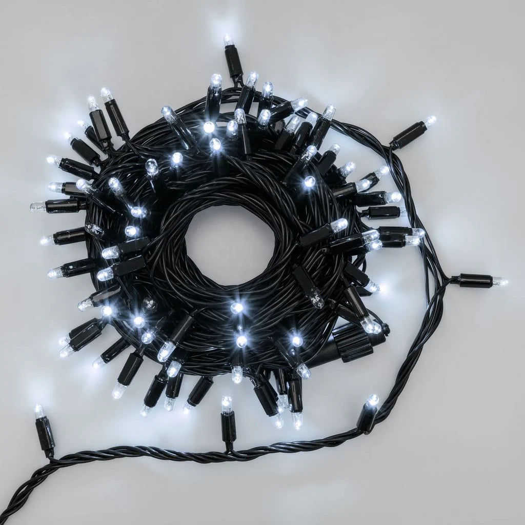 Catena 10 m da 96 maxiled con cavo nero prolungabile - LUCE CALDA e FREDDA - bianco - 30 METRI
