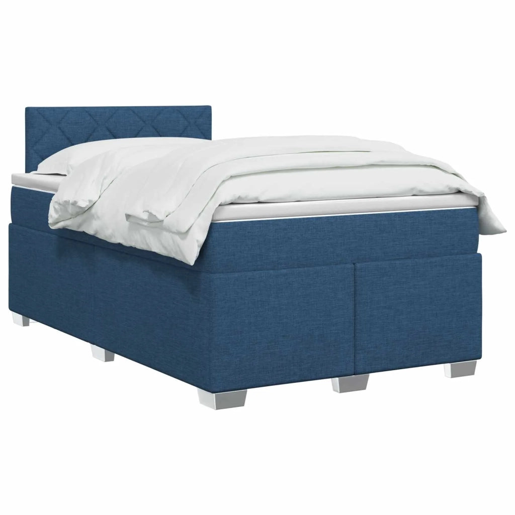 Letto con Box Spring, Materasso e LED Blu 120 x 200 cm Tessuto 3451930