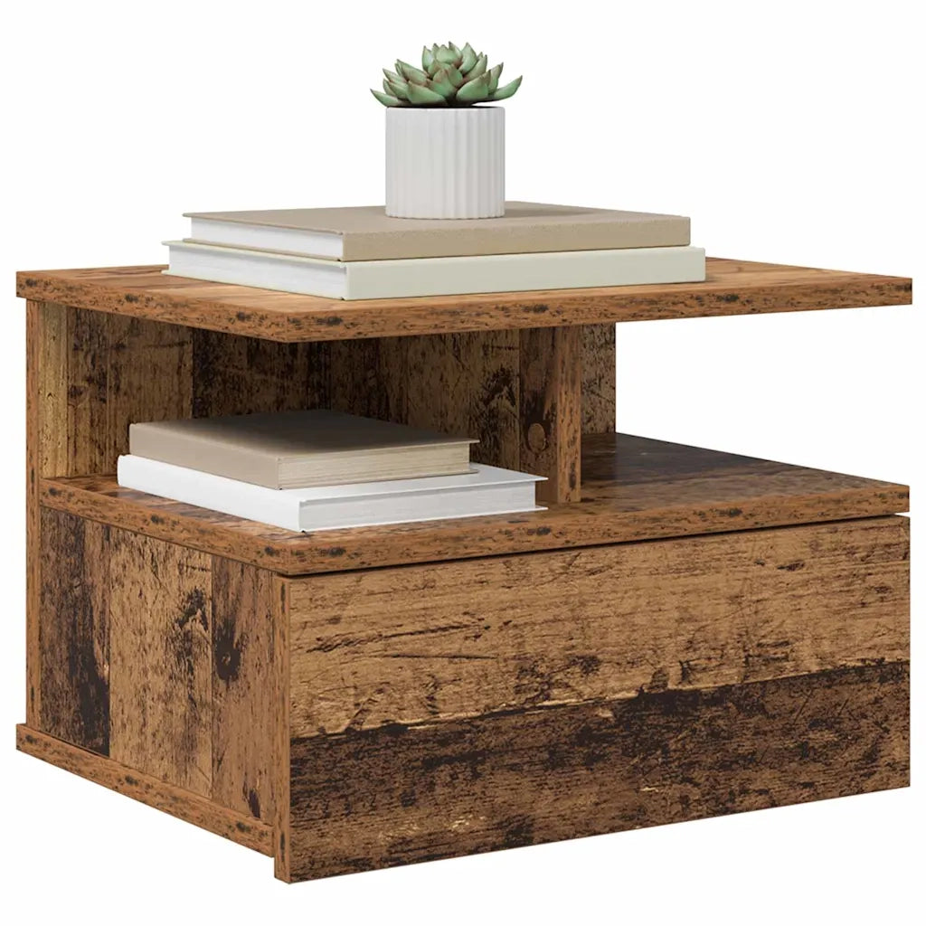 Comodino a Muro 2 pz-Set di 2 Tavolino da notte sospeso Legno vecchio 40 x 31 x 27 cm