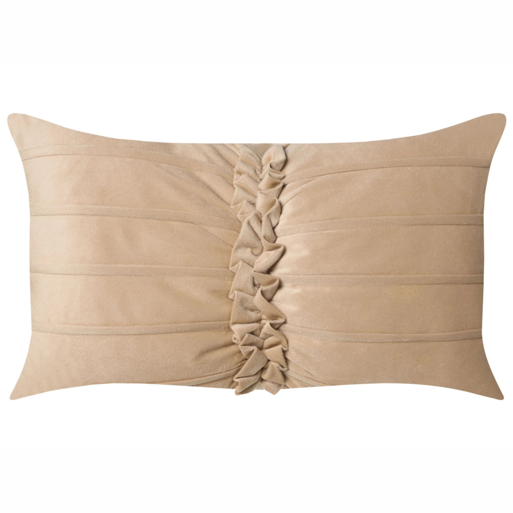 Set di 2 cuscini decorativi in velluto beige con motivo a fiocco 50 x 30 cm Accessorio decorativo