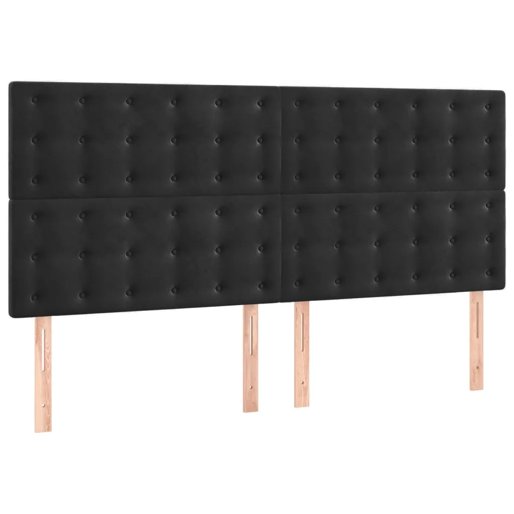 Testiera | Testata Nera 200x5x118/128 cm Velluto