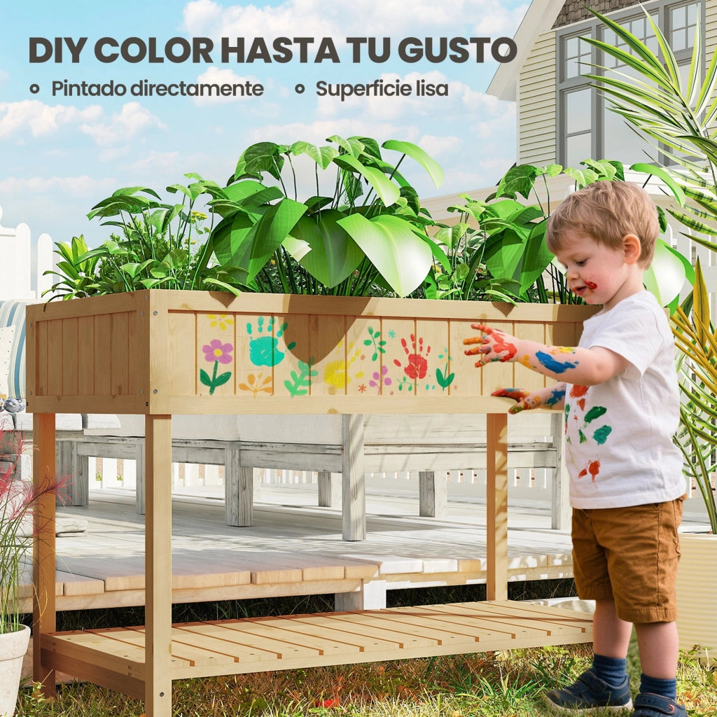 Orto Urbano da Giardino ¨C Xylo ¨C Legno Naturale con Ripiano 110x46x76 cm