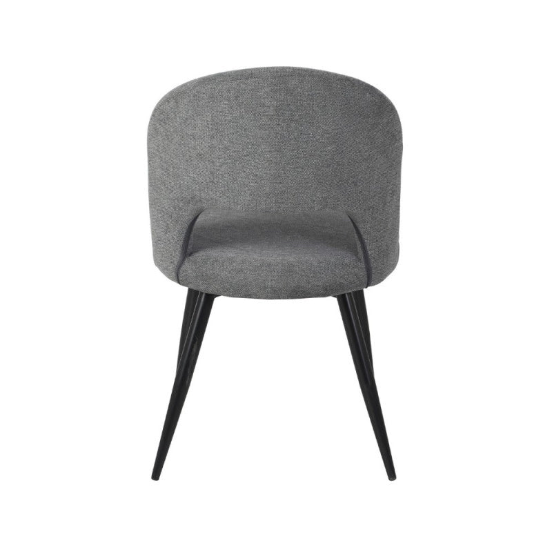 Sedia Lunetta imbottita in tessuto grigio con gambe nere set 2 pezzi