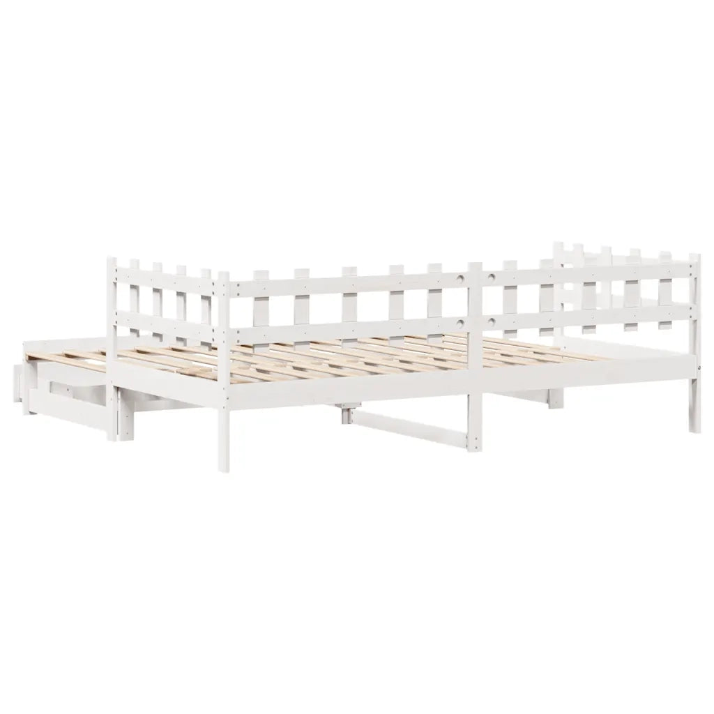 Letto singolo | Letto per adulti | Letto Estraibile con Cassetti senza Materasso Bianco 90x200 cm