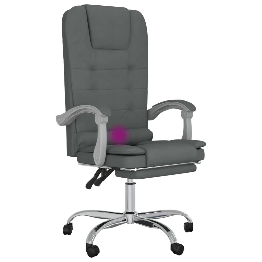 Sedia da Ufficio | Sedia da Gaming Massaggio Reclinabile Grigio Scuro in Tessuto