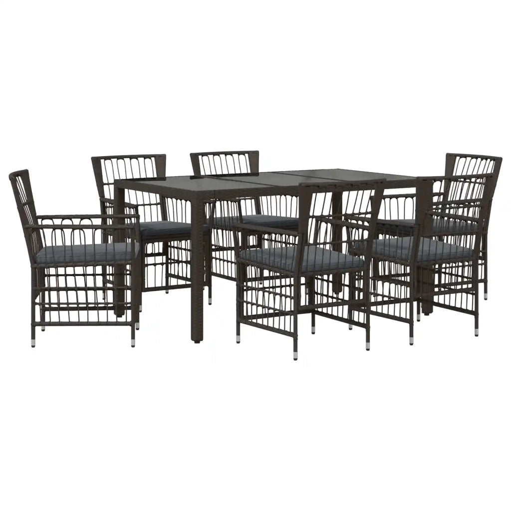 Set da pranzo per esterni 7 pz Nero polyrattan 3448937